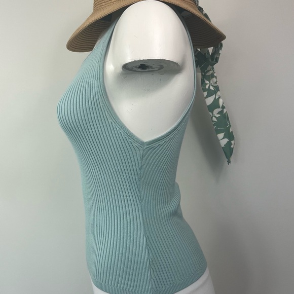 Wayf One-Shoulder Ribbed Tank Top - Light Aqua - Picture 4 of 9